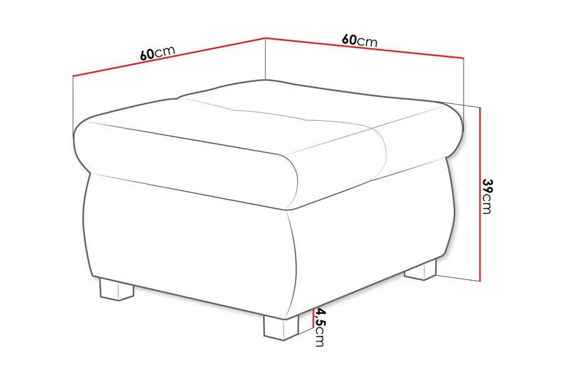 Cerys Fotpall 60 cm - Ljusgrå/Mörkgrå - Möbler - Stolar & fåtöljer - Pall & puff - Fotpall