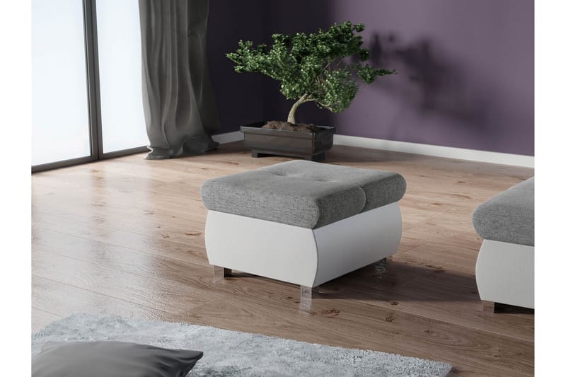Cerys Fotpall 60 cm - Vit/Grå - Möbler - Stolar & fåtöljer - Pall & puff - Fotpall
