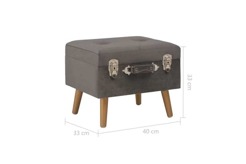 Förvaringspall 40 cm grå sammet - Grå - Möbler - Stolar & fåtöljer - Pall & puff