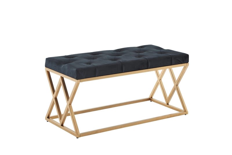 Bänk Wohnling klädd Chesterfield-utseende med sammetsklädsel dubbelsäng - dubbelsäng - Möbler - Stolar & fåtöljer - Pall & puff - Fotpall - Chesterfield fotpall