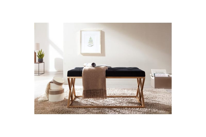 Bänk Wohnling klädd Chesterfield-utseende med sammetsklädsel dubbelsäng - dubbelsäng - Möbler - Stolar & fåtöljer - Pall & puff - Fotpall - Chesterfield fotpall