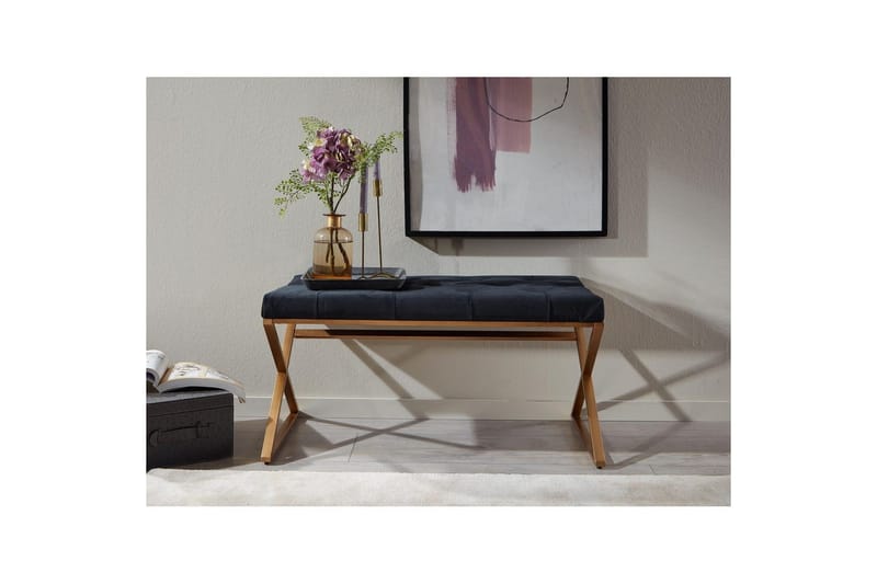 Bänk Wohnling klädd Chesterfield-utseende med sammetsklädsel enkel ram - enkel ram - Möbler - Stolar & fåtöljer - Pall & puff - Fotpall - Chesterfield fotpall