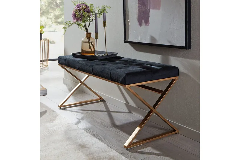 Bänk Wohnling klädd Chesterfield-utseende med sammetsklädsel enkel ram - enkel ram - Möbler - Stolar & fåtöljer - Pall & puff - Fotpall - Chesterfield fotpall