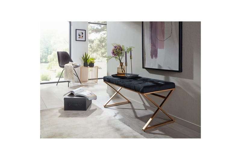 Bänk Wohnling klädd Chesterfield-utseende med sammetsklädsel enkel ram - enkel ram - Möbler - Stolar & fåtöljer - Pall & puff - Fotpall - Chesterfield fotpall