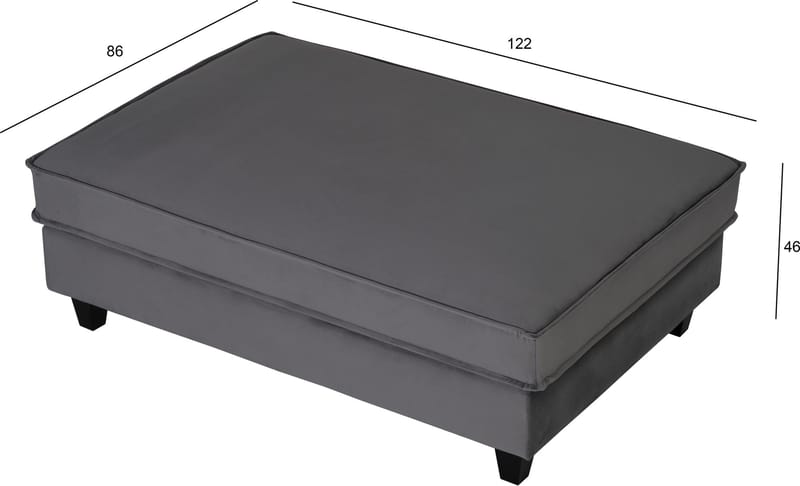 Fotpall Brandy 122x86 cm i Sammet - Mörkgrå - Möbler - Stolar & fåtöljer - Pall & puff - Fotpall