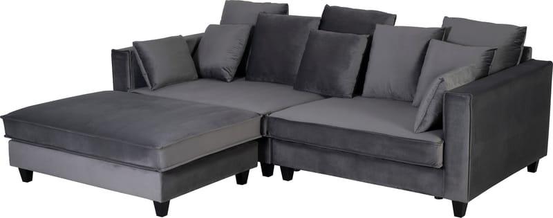 Fotpall Brandy 122x86 cm i Sammet - Mörkgrå - Möbler - Stolar & fåtöljer - Pall & puff - Fotpall