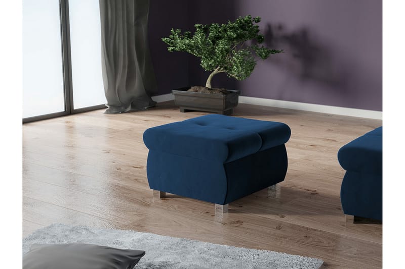 Cerys Fotpall 60 cm - Blå - Möbler - Stolar & fåtöljer - Pall & puff - Fotpall