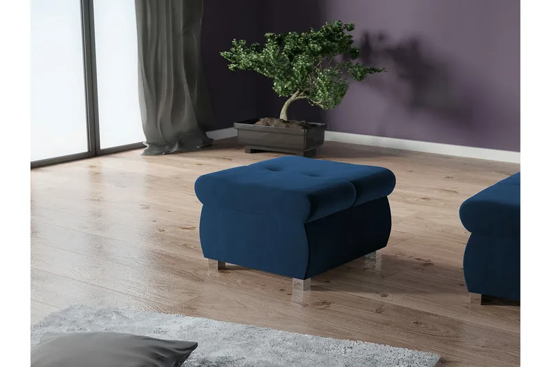 Cerys Fotpall 60 cm - Blå - Möbler - Stolar & fåtöljer - Pall & puff - Fotpall