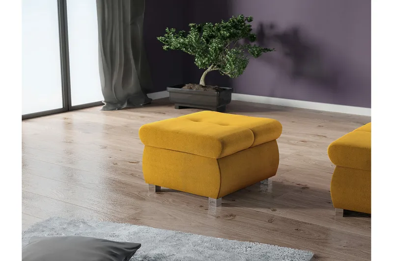 Cerys Fotpall 60 cm - Gul - Möbler - Stolar & fåtöljer - Pall & puff - Fotpall