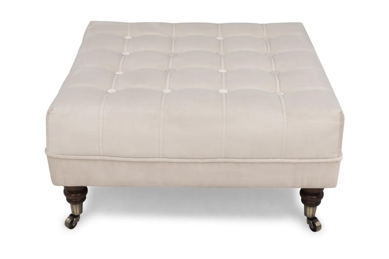 Chesterfield Deluxe Fotpall Fyrkantig 70 cm - Beige Sammet - Möbler - Stolar & fåtöljer - Pall & puff - Fotpall - Chesterfield fotpall