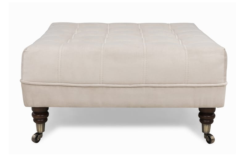 Chesterfield Deluxe Fotpall Fyrkantig 70 cm - Beige Sammet - Möbler - Stolar & fåtöljer - Pall & puff - Fotpall - Chesterfield fotpall