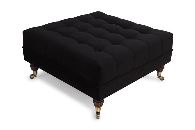 Chesterfield Deluxe Fotpall Fyrkantig 70 cm - Svart Sammet - Chesterfield fotpall - Fotpall