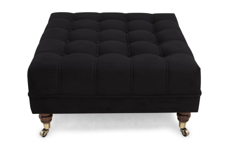 Chesterfield Deluxe Fotpall Fyrkantig 70 cm - Svart Sammet - Möbler - Stolar & fåtöljer - Pall & puff - Fotpall - Chesterfield fotpall