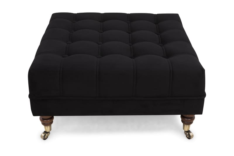 Chesterfield Deluxe Fotpall Fyrkantig 70 cm - Svart Sammet - Chesterfield fotpall - Fotpall