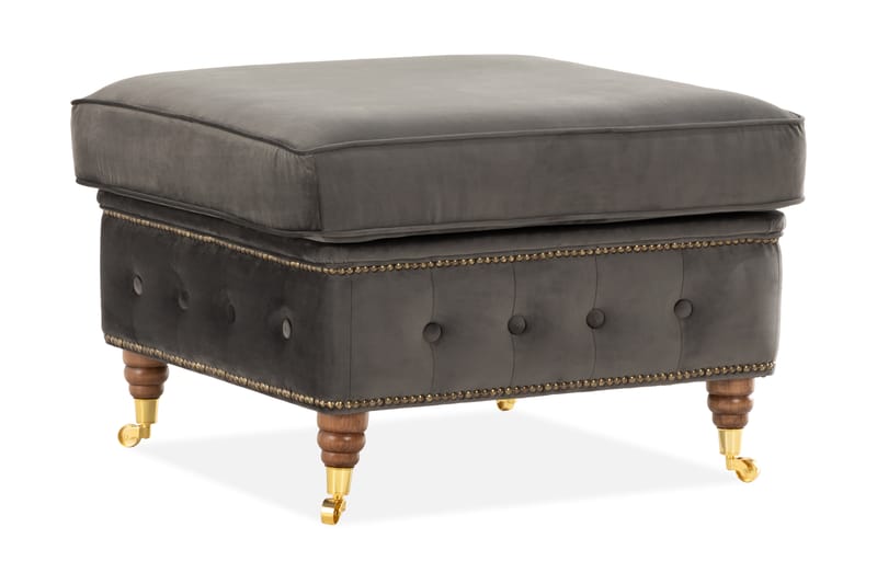 Chesterfield Deluxe Fotpall - Grå - Möbler - Stolar & fåtöljer - Pall & puff - Fotpall - Chesterfield fotpall