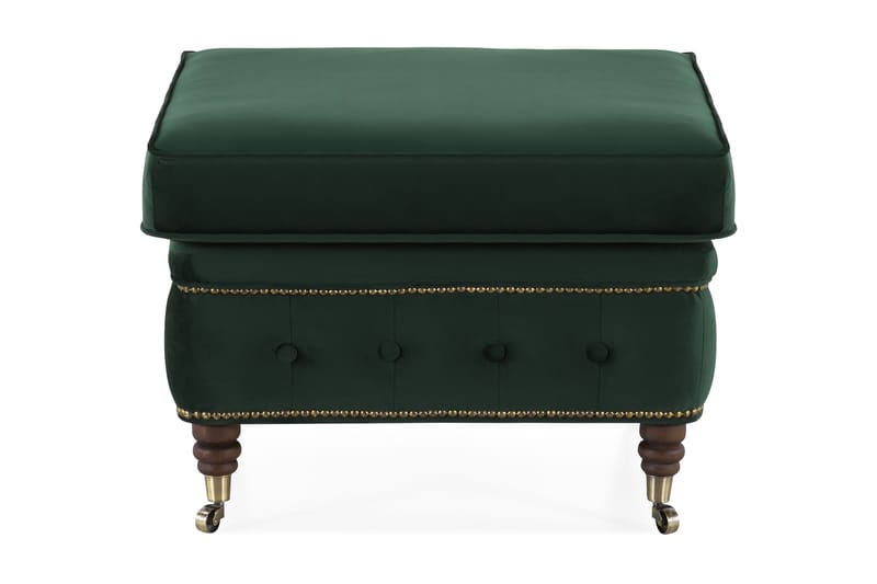Chesterfield Deluxe Fotpall - Mörkgrön Sammet - Möbler - Stolar & fåtöljer - Pall & puff - Fotpall - Chesterfield fotpall