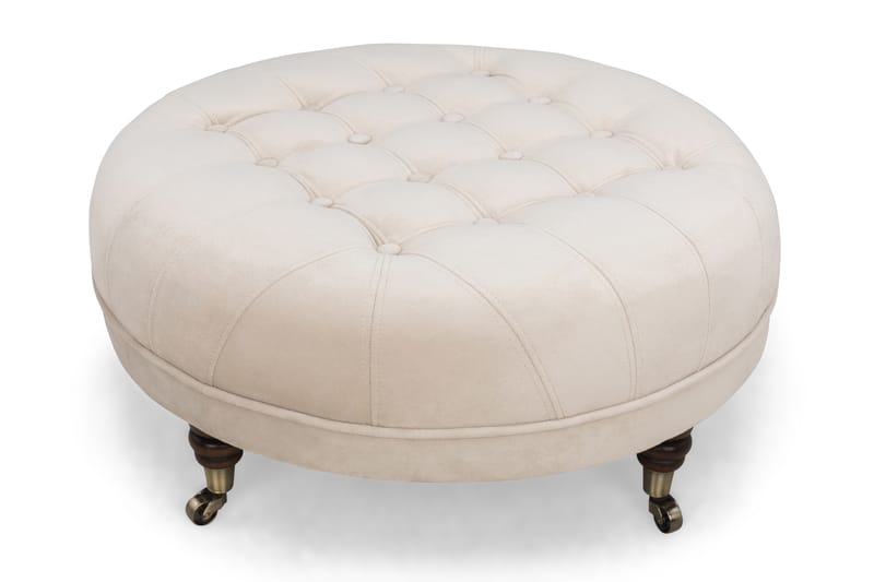 Chesterfield Deluxe Fotpall Rund 80 cm - Beige Sammet - Möbler - Stolar & fåtöljer - Pall & puff - Fotpall - Chesterfield fotpall