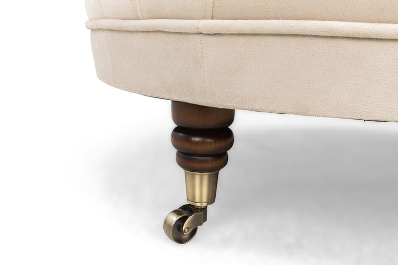 Chesterfield Deluxe Fotpall Rund 80 cm - Beige Sammet - Möbler - Stolar & fåtöljer - Pall & puff - Fotpall - Chesterfield fotpall