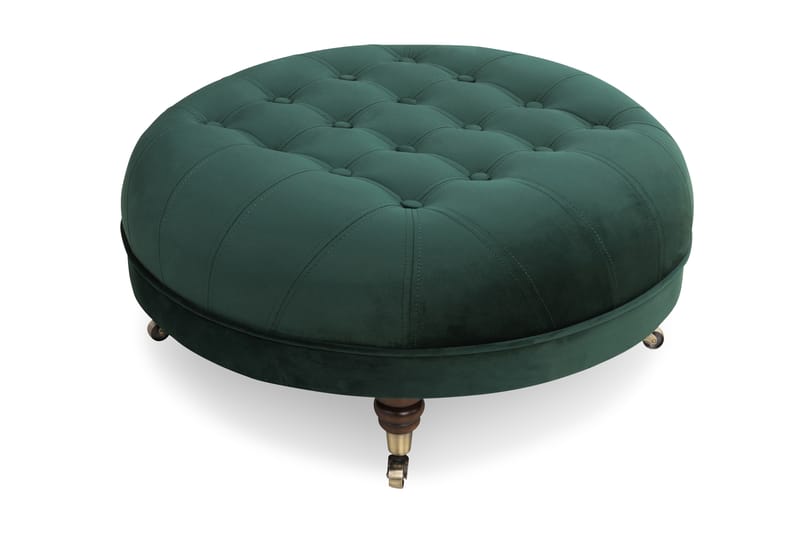 Chesterfield Deluxe Fotpall Rund 80 cm - Mörkgrön Sammet - Chesterfield fotpall - Fotpall