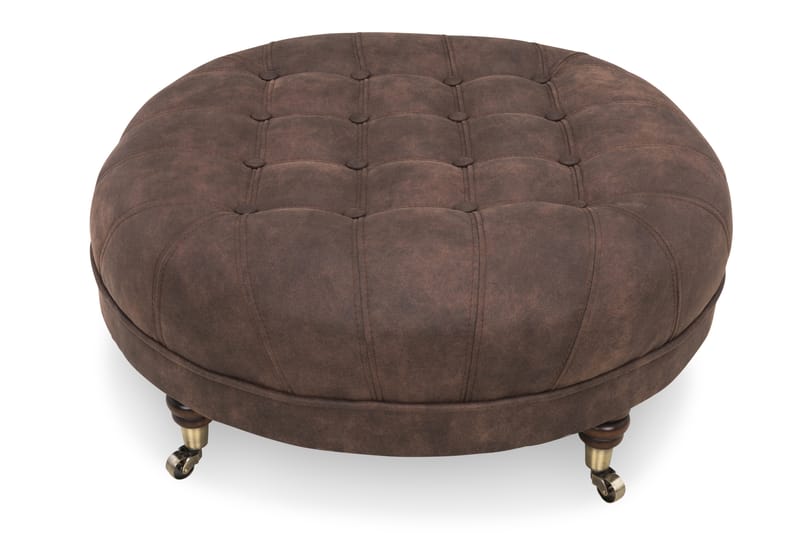 Chesterfield Deluxe Fotpall Rund 80 cm - Vintage Mörkbrun - Möbler - Stolar & fåtöljer - Pall & puff - Fotpall - Chesterfield fotpall