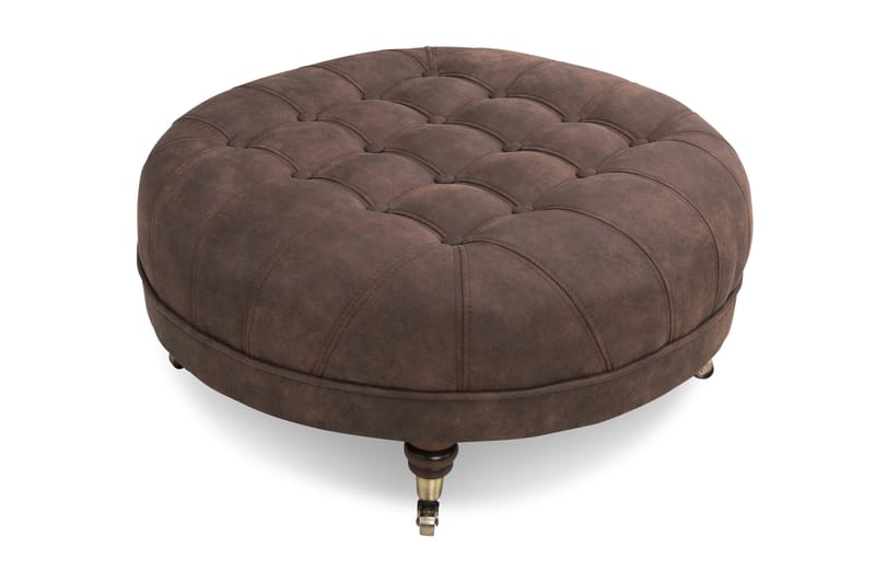 Chesterfield Deluxe Fotpall Rund 80 cm - Vintage Mörkbrun - Möbler - Stolar & fåtöljer - Pall & puff - Fotpall - Chesterfield fotpall