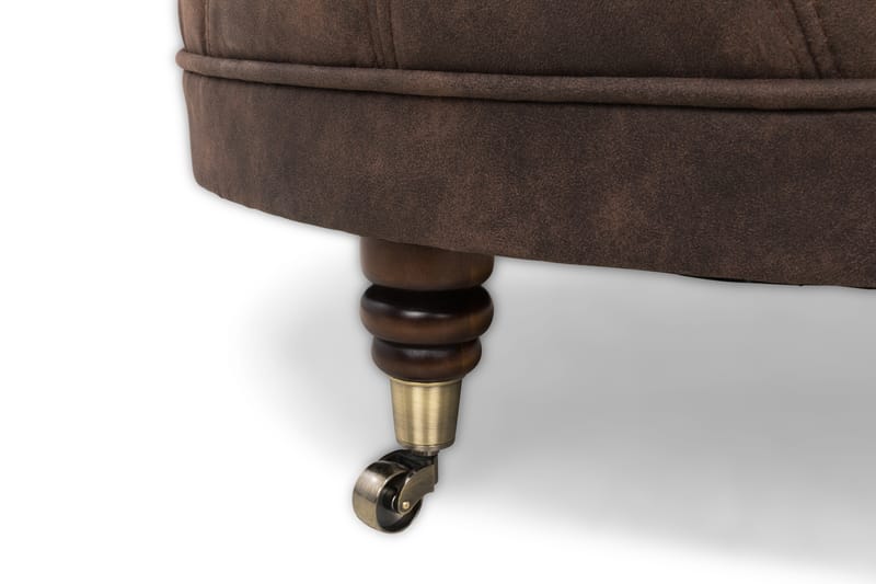 Chesterfield Deluxe Fotpall Rund 80 cm - Vintage Mörkbrun - Möbler - Stolar & fåtöljer - Pall & puff - Fotpall - Chesterfield fotpall