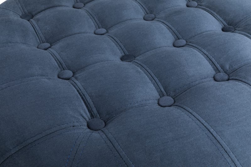 Chesterfield Deluxe Fotpall Rund 80 cm - Petrolblå Sammet - Möbler - Stolar & fåtöljer - Pall & puff - Fotpall - Chesterfield fotpall