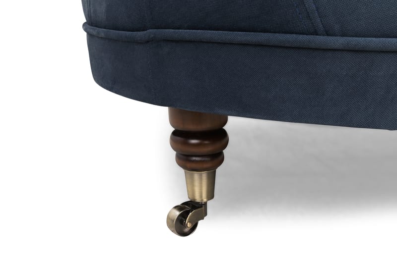 Chesterfield Deluxe Fotpall Rund 80 cm - Petrolblå Sammet - Möbler - Stolar & fåtöljer - Pall & puff - Fotpall - Chesterfield fotpall