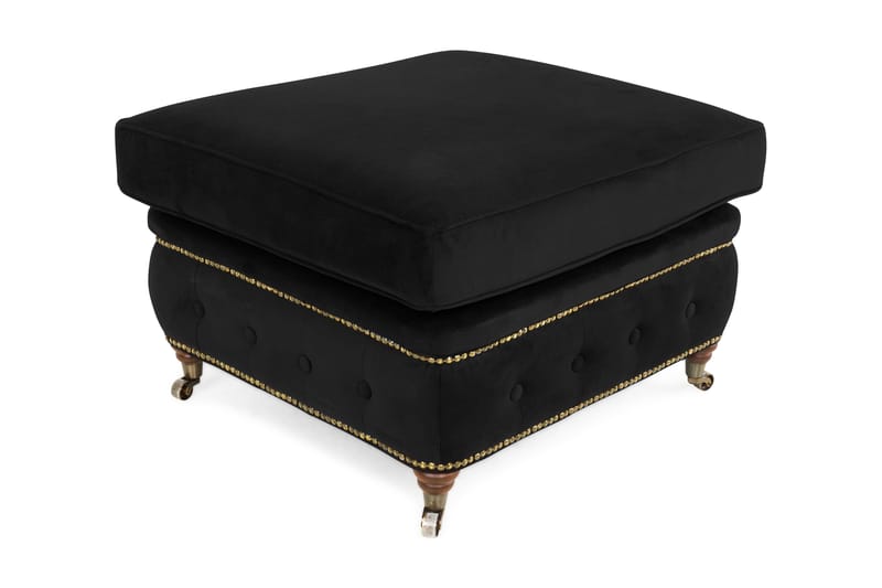 Chesterfield Deluxe Fotpall Sammet - Svart - Möbler - Stolar & fåtöljer - Pall & puff - Fotpall - Chesterfield fotpall
