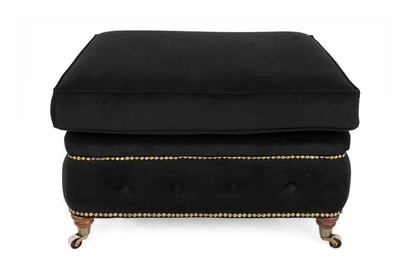Chesterfield Deluxe Fotpall Sammet - Svart - Möbler - Stolar & fåtöljer - Pall & puff - Fotpall - Chesterfield fotpall