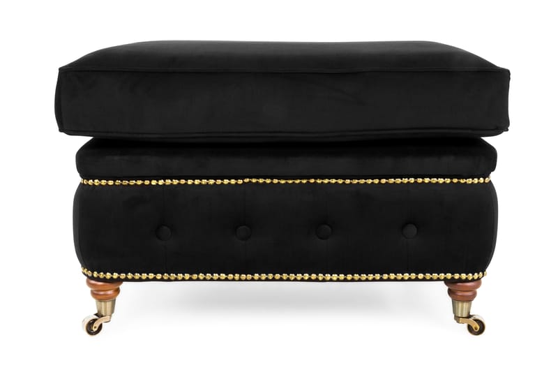 Chesterfield Deluxe Fotpall Sammet - Svart - Möbler - Stolar & fåtöljer - Pall & puff - Fotpall - Chesterfield fotpall