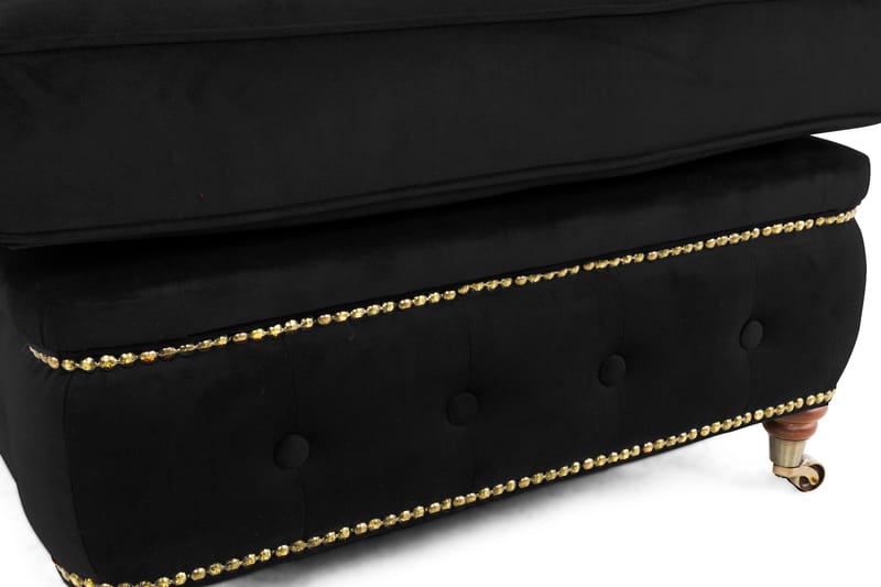 Chesterfield Deluxe Fotpall Sammet - Svart - Möbler - Stolar & fåtöljer - Pall & puff - Fotpall - Chesterfield fotpall