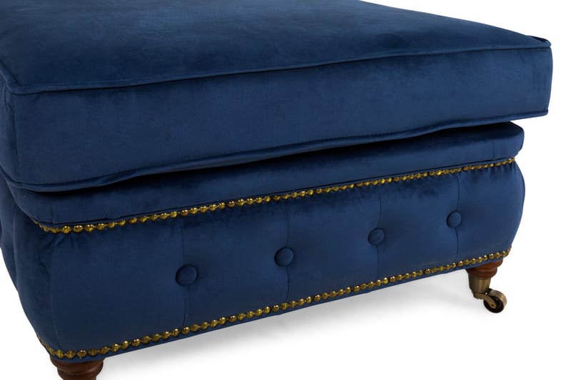 Chesterfield Deluxe Fotpall - Petrolblå Sammet - Möbler - Stolar & fåtöljer - Pall & puff - Fotpall - Chesterfield fotpall