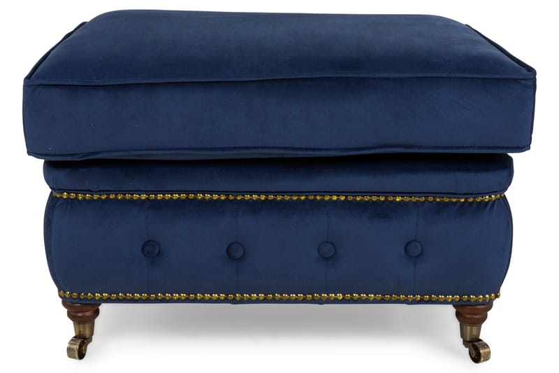Chesterfield Deluxe Fotpall - Petrolblå Sammet - Möbler - Stolar & fåtöljer - Pall & puff - Fotpall - Chesterfield fotpall