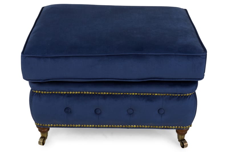 Chesterfield Deluxe Fotpall - Petrolblå Sammet - Möbler - Stolar & fåtöljer - Pall & puff - Fotpall - Chesterfield fotpall