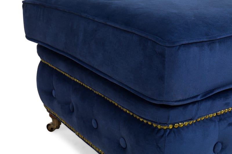 Chesterfield Deluxe Fotpall - Petrolblå Sammet - Möbler - Stolar & fåtöljer - Pall & puff - Fotpall - Chesterfield fotpall