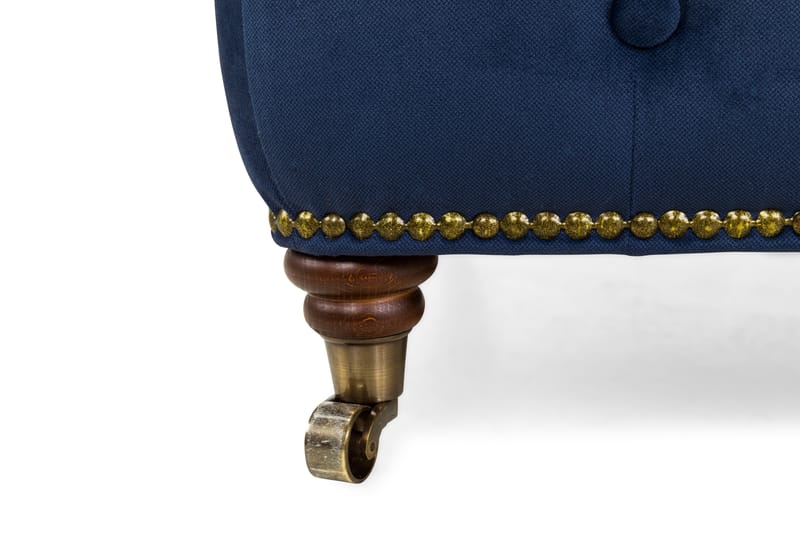 Chesterfield Deluxe Fotpall - Petrolblå Sammet - Möbler - Stolar & fåtöljer - Pall & puff - Fotpall - Chesterfield fotpall