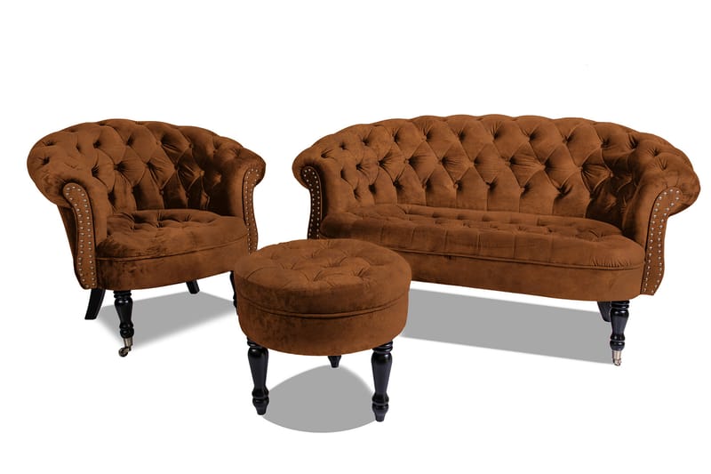 Chesterfield Ludovic Fotpall 50 cm Rund - Cognac - Möbler - Stolar & fåtöljer - Pall & puff - Fotpall - Chesterfield fotpall