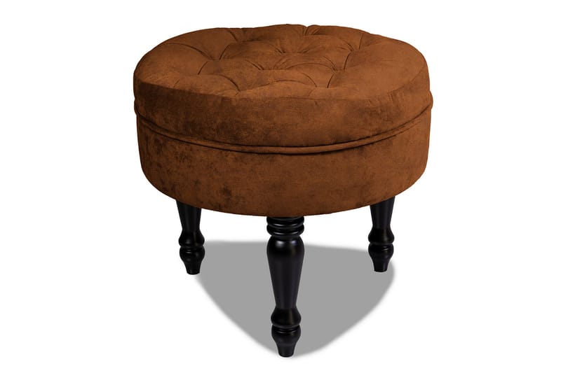 Chesterfield Ludovic Fotpall 50 cm Rund - Cognac - Chesterfield fotpall - Fotpall