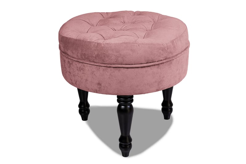 Chesterfield Ludovic Fotpall 50 cm Rund - Rosa - Chesterfield fotpall - Fotpall