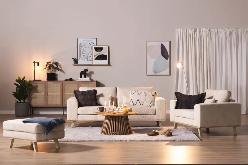 Copenhagen Fotpall Manchester - Beige - Möbler - Stolar & fåtöljer - Pall & puff - Fotpall