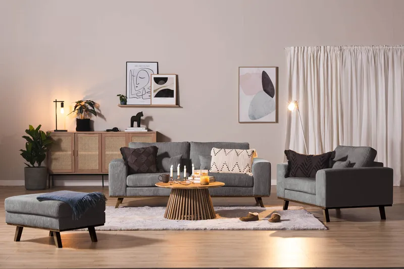 Copenhagen Fotpall Manchester - Grå - Möbler - Stolar & fåtöljer - Pall & puff - Fotpall