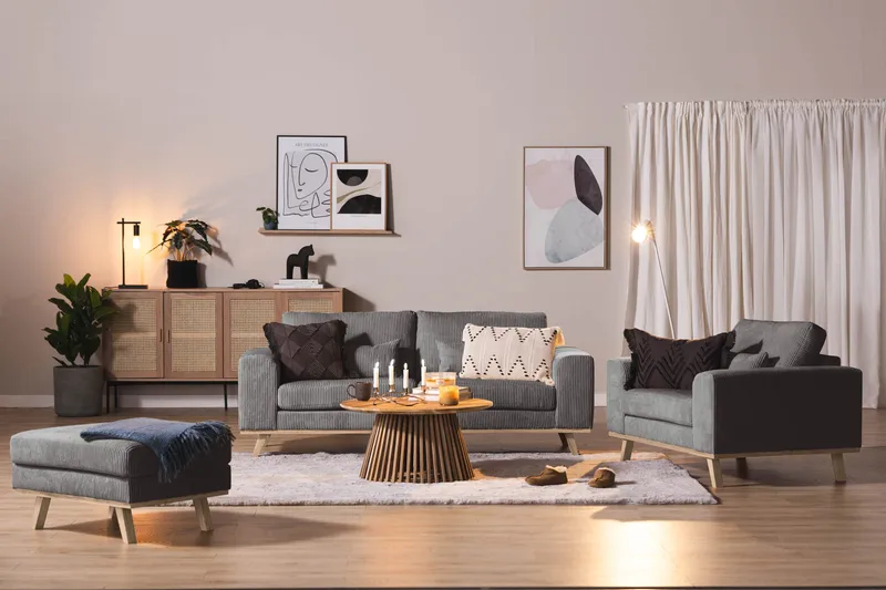 Copenhagen Fotpall Manchester - Grå - Möbler - Stolar & fåtöljer - Pall & puff - Fotpall