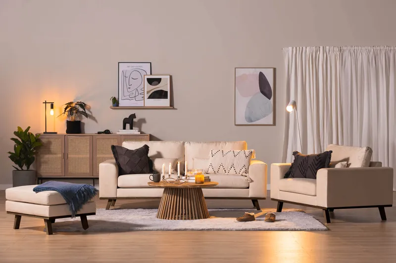 Copenhagen Fotpall Sammet - Beige - Möbler - Stolar & fåtöljer - Pall & puff - Fotpall