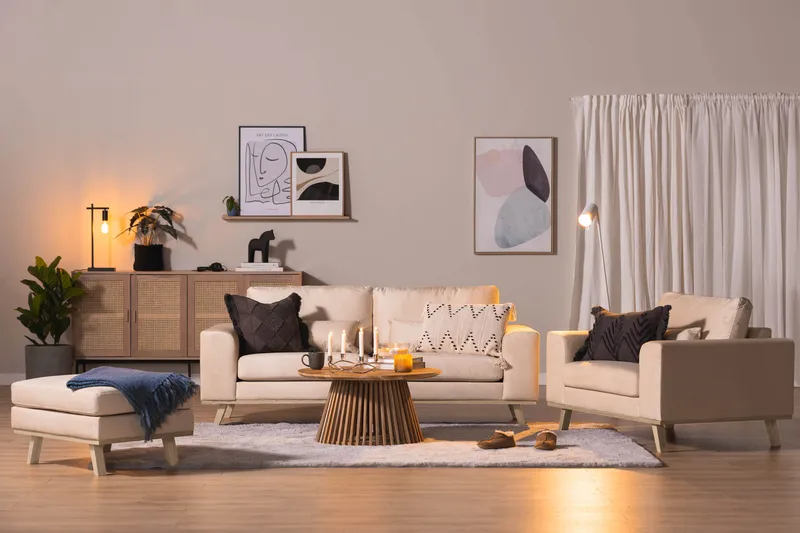 Copenhagen Fotpall Sammet - Beige - Möbler - Stolar & fåtöljer - Pall & puff - Fotpall