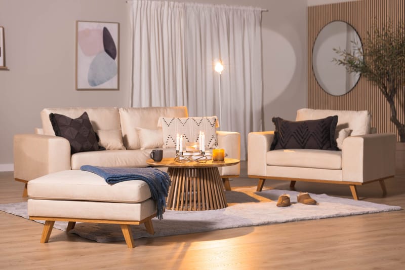 Copenhagen Fotpall Sammet - Beige - Möbler - Stolar & fåtöljer - Pall & puff - Fotpall