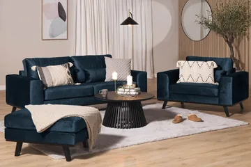 Copenhagen Fotpall Sammet - Blå - Möbler - Stolar & fåtöljer - Pall & puff - Fotpall
