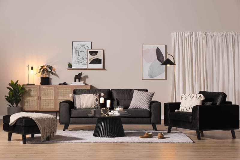 Copenhagen Fotpall Sammet - Grå - Möbler - Stolar & fåtöljer - Pall & puff - Fotpall