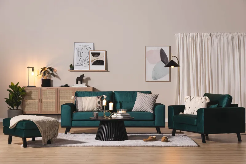 Copenhagen Fotpall Sammet - Grön - Möbler - Stolar & fåtöljer - Pall & puff - Fotpall