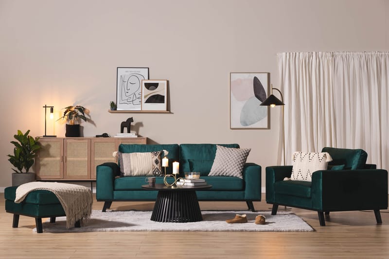 Copenhagen Fotpall Sammet - Grön - Möbler - Stolar & fåtöljer - Pall & puff - Fotpall